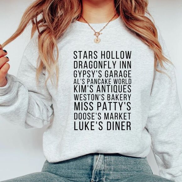 Gilmore Girls Stars Hollow NEW Gray crewneck Sweatshirt - Picture 1 of 1